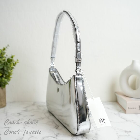 NWT Tory Burch Emerson Shoulder Bag in Silver - Picture 4 of 9